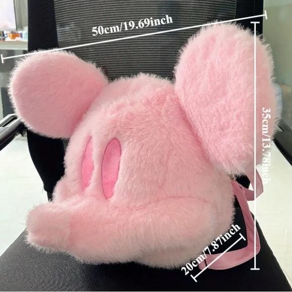 New Pink Plush Mickey Mouse Head Backpack - bag - Picture 7 of 7